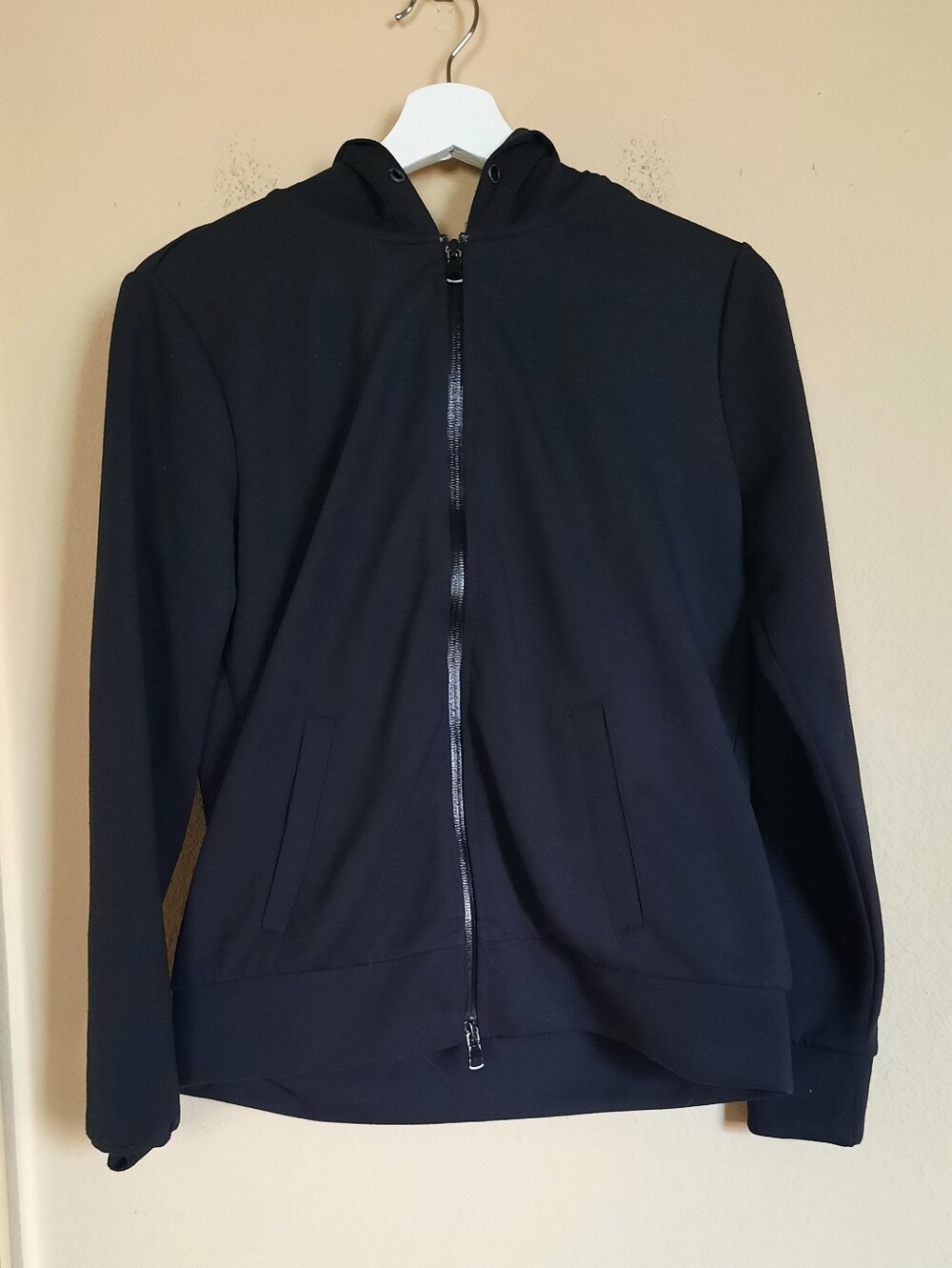 Womens Black Double Zip Hoodie Jacket With Malandrino Side Detail